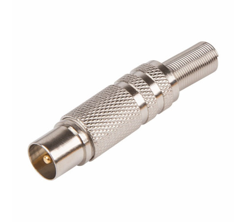 Rexant 06-0016-A ∙ Разъем антенный на кабель, (штекер-TV никель с пружиной), (1шт.) REXANT ∙ кратно 10 шт
