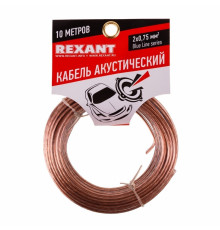 01-6204-3-10 ∙ Кабель акустический 2х0,75 мм², прозрачный BLUELINE, мини-бухта 10 м, Rexant