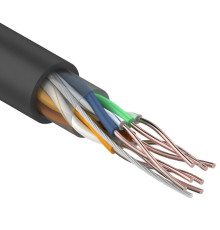 01-0045-100 ∙ Кабель витая пара U/UTP, Cat.5e, PE, 4PR, 24AWG, Outdoor, Solid, черный, 100м, Rexant