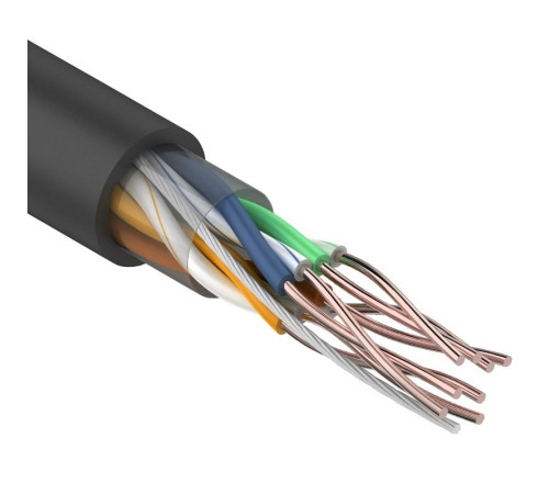 01-0045-100 ∙ Кабель витая пара U/UTP, Cat.5e, PE, 4PR, 24AWG, Outdoor, Solid, черный, 100м, Rexant