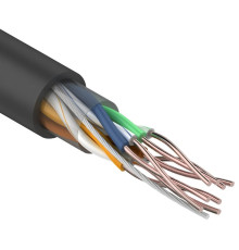 01-0045-3 ∙ Кабель витая пара омедненный, U/UTP, Cat.5e, PE, 4PR, 24AWG, Outdoor, Solid, черный, 305м, PROconnect