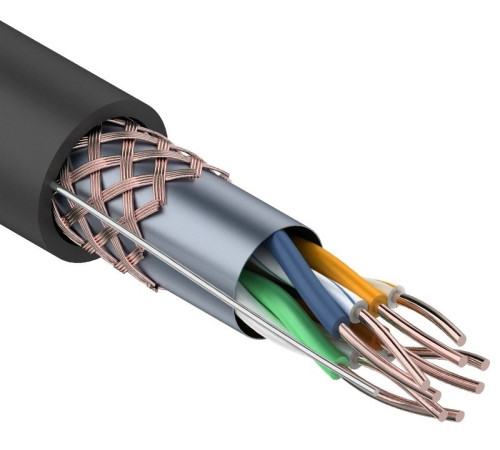 01-0344 ∙ Кабель витая пара SF/UTP, Cat.5e, PE, 4PR, 24AWG, Outdoor, Solid, черный, 305м, Rexant