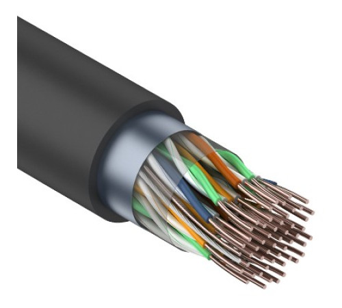 01-1203 ∙ Кабель витая пара F/UTP, Cat.5, PE, 25PR, 24AWG, Outdoor, Solid, черный, 305м, Rexant