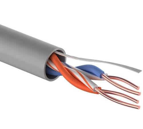 01-0027 ∙ Кабель витая пара U/UTP, Cat.5e, PVC, 2PR, 24AWG, Indoor, Solid, серый, 305м, PROconnect