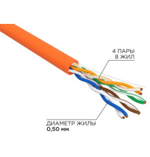 01-0049-R ∙ Кабель витая пара U/UTP, CAT 5e, ZH нг(А)-HF, 4PR, 24AWG, INDOOR, SOLID, оранжевый, 305м, РФ Rexant