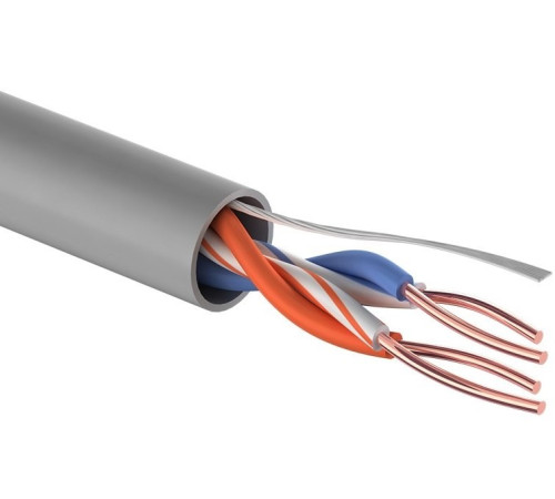 01-0022-3 ∙ Кабель витая пара омедненный U/UTP, Cat.5e, PVC, 2PR, 24AWG, Indoor, Solid, серый, 305м PROconnect