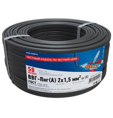 01-8201-50 ∙ Кабель силовой медный ВВГ-Пнг(А) 2x1,5 мм², 50м ГОСТ Rexant