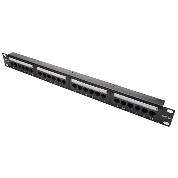 Коммутационная панель кат.5е, UTP, 19", 1U, 24хRJ45, 568A/В, черный